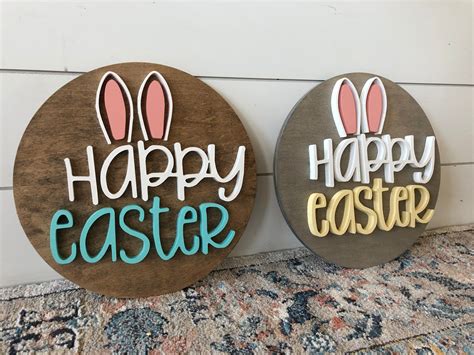 happy easter wood sign